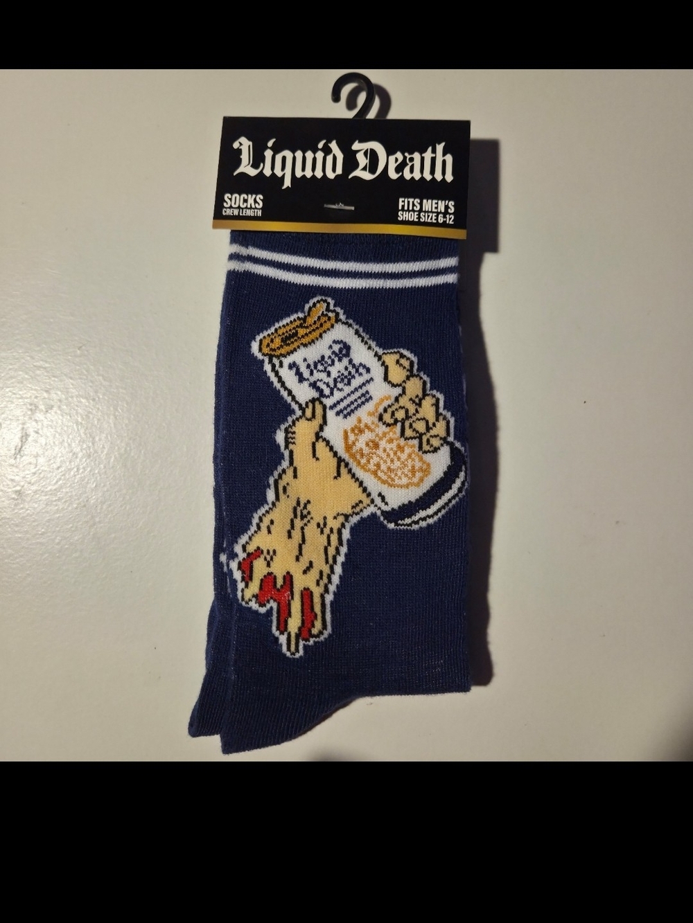Liquid Death Navy Crew Socks
